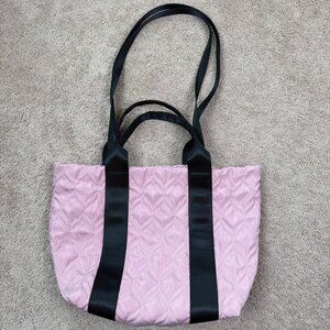 Fabletics Tote Pink Crush & Black Quilted Gym Athletic Bag Carry On Weekender